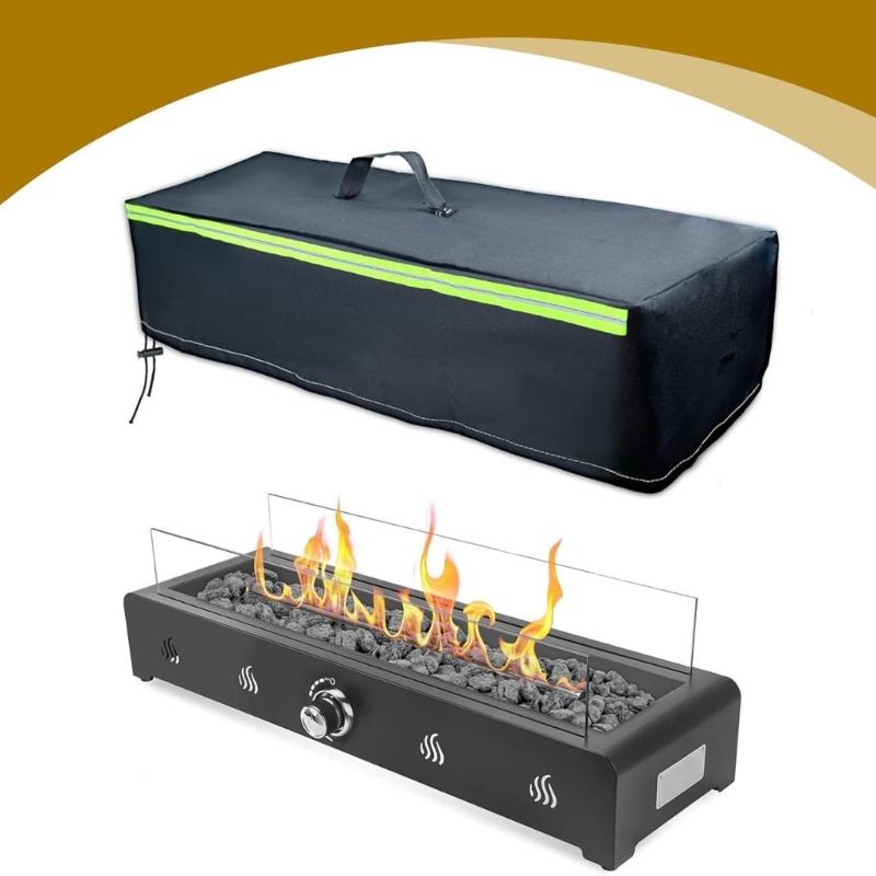 Outdoor Fire Pit Cover Protectors Guard For 28inch Gas Fire Table Waterproof Oxford Materials Reflective Safety Features