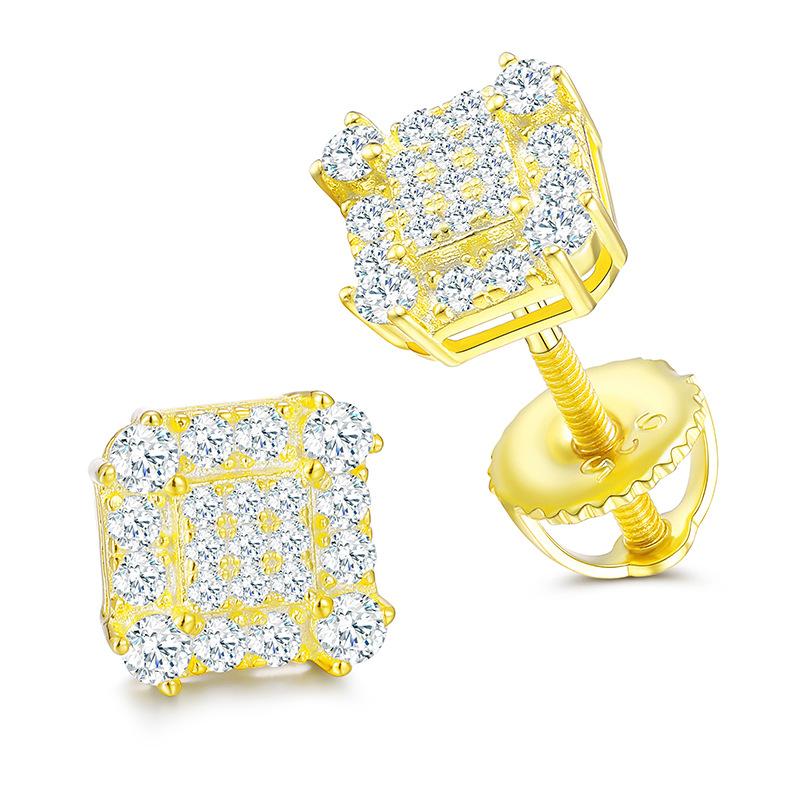 Orecchini a Bottone alla Moda Placcati Oro 18K Argento Sterling 925 Orecchini a Cerchio Pietra Preziosa Moissanite Piercing Uomini Donne Orecchini Anti-appannamento