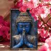 Vintage Aluminum Blue Buddha Sign - Praying Hands Statue Design, 8x12inch, Ideal Yacht & Living Room Decor