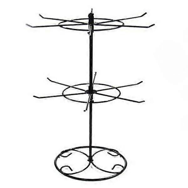 Double Tier Metal Rotating Jewelry Stand Earring Necklace Display Holes Holder Rack