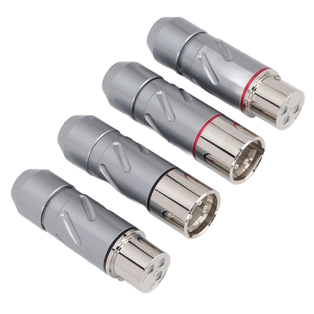 4Pcs 3 Pin XLR Adapter Pure Copper Plated 2 Male 2 Female XLR Converter Plug for Power Amplifier Microphone