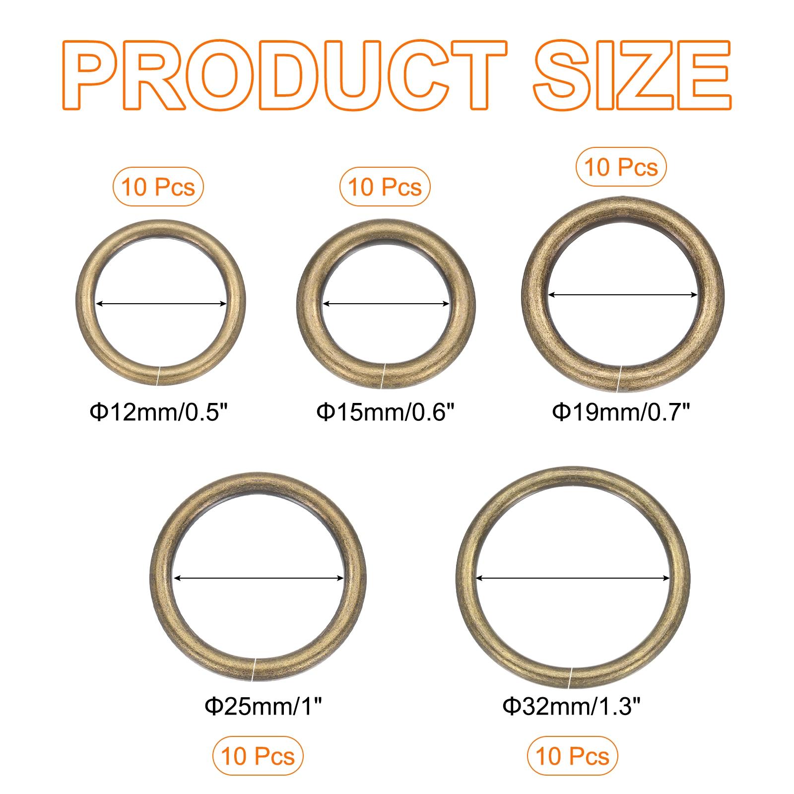 

50pcs O Ring Buckle Zinc Alloy Opening O-Rings Clasp Clips for Crafts Keyrings Bags DIY Accessories 0.5 /0.6 /0.7 /1 /1.3 ID