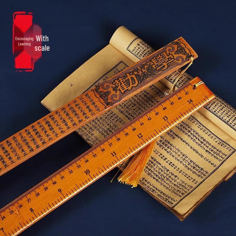 Bamboo Teaching Ruler for Women with Di Zi Gui Persuasion and Famous Articles