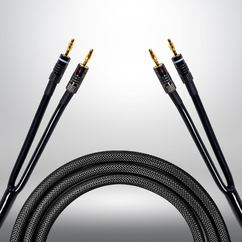 Meamaz Speaker Cable Banana Plug Banana Plug Cable Nylon Braided Silicone Jacket Speaker Cable for Home Theater Speakers Banana Plug Speaker Cable