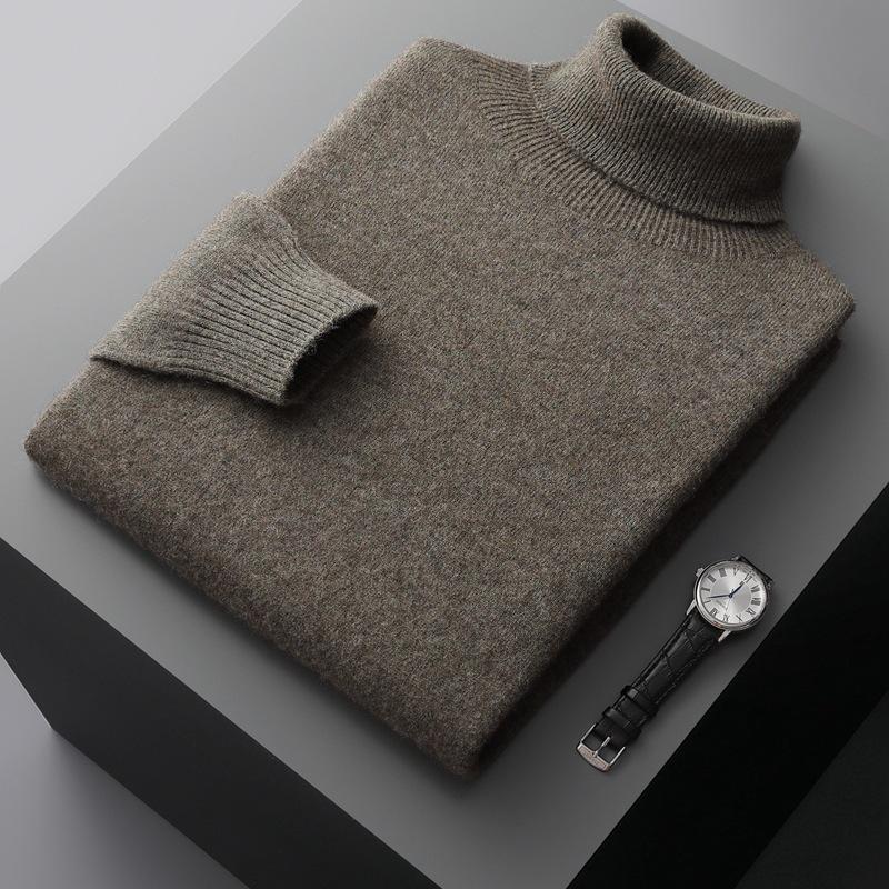 Men's High-Neck Cashmere Pullover Sweater, Autumn/Winter 2025, Loose Knitwear.