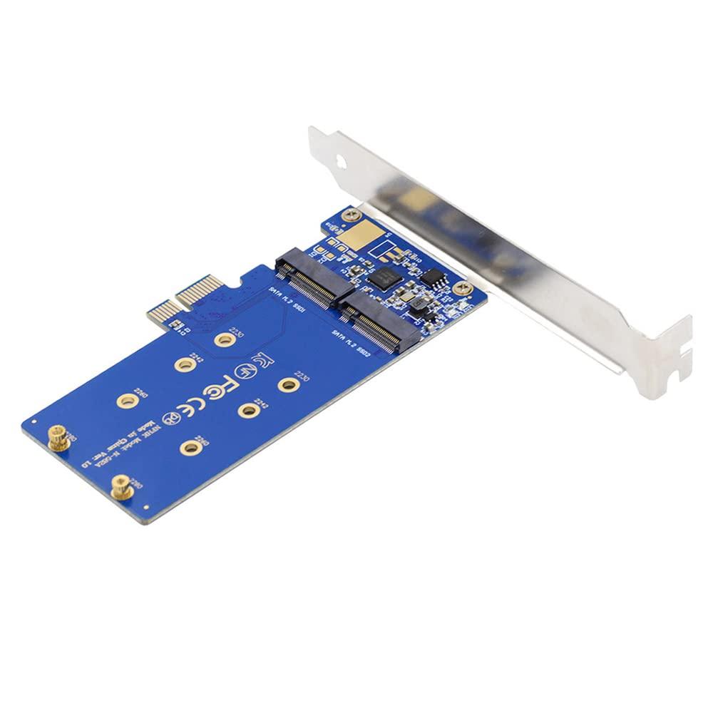 Cablecc NGFF Key B+M Dual SATA SSD To PCI-E 1x Motherboard Desktop Adapter Converter SSD Card JMB 582 2280