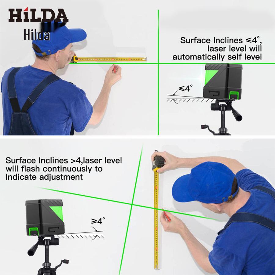 2-Line Green Light Mini Laser Level: Portable, Auto-Leveling Spirit Level Tool