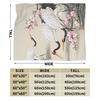 Chinese Style Crane Warm Soft Blankets Kids Adult Plush Throw Blanket Print Home Decor Flannel Bedspread Sofa Bed Cover