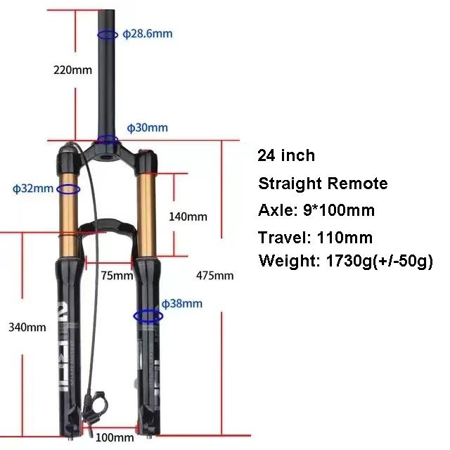 BOLANY 20inch/24inch Air Suspension Mtb Straight Manual/Remote Shock Absorber Rear Corolla Structure Design for Student‘s Bike