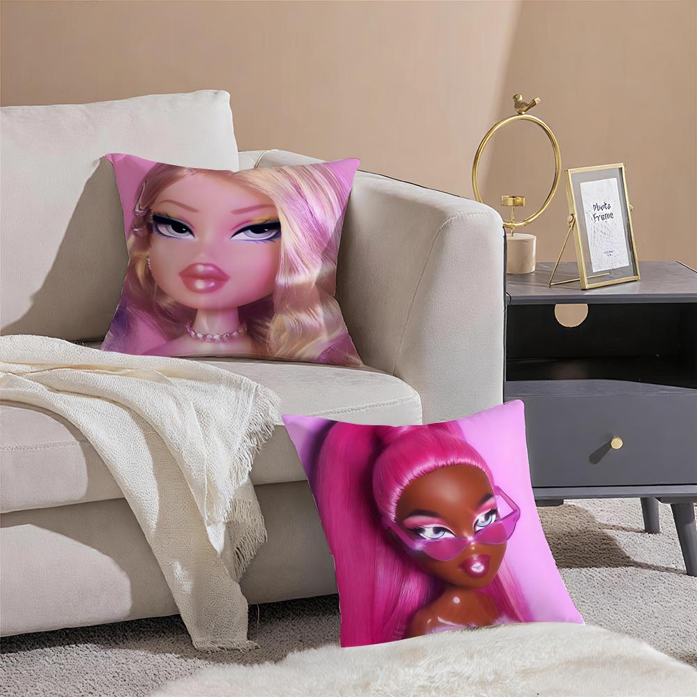 Stylish American Fashion Doll BBratz Cushion Cover Throw Pillow Cover Hidden Button Durable Polyester Chair Cushion
