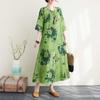 Summer Printed Green Vintage Republican Style Temperament Elegant Dresses