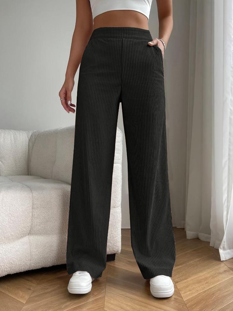 Women's Long Trousers Spring Autumn High-Waisted Wide-Leg Trousers Flowing Versatile Casual Straight-Leg Trousers