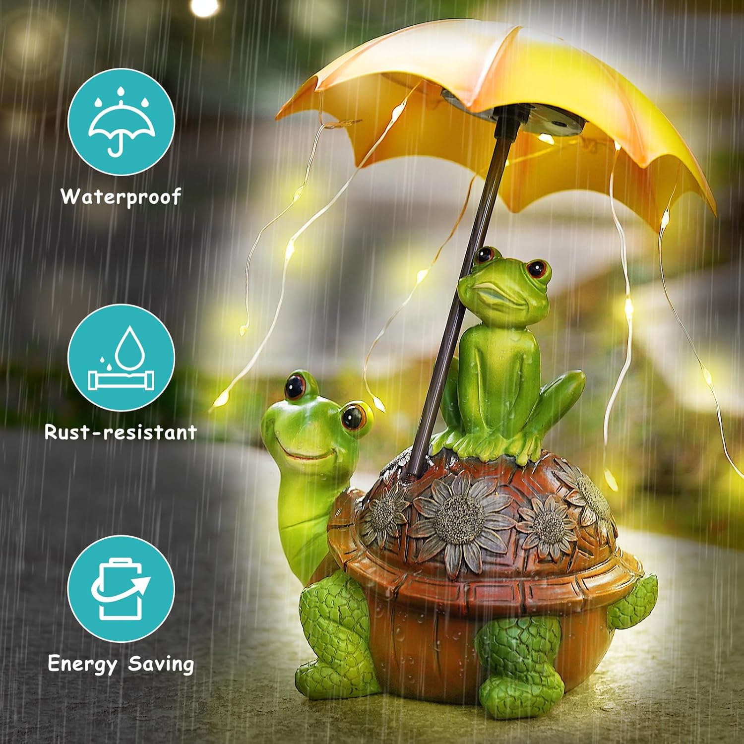 

Solar Frog Garden Statue with 24 LED Lights - Outdoor Patio Lawn Decoration Frog