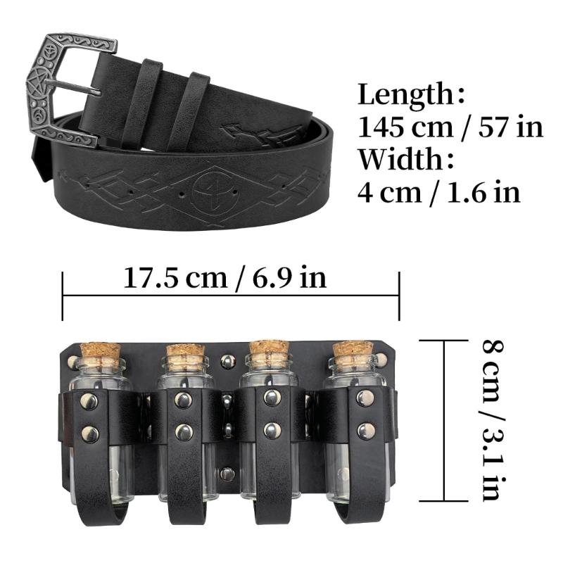 Medieval Accessory Alchemist Belt with Four Alchemist Bottles Halloween Dressing Costume Waist Belt Cosplay Party Supply