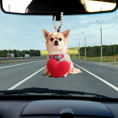 Zawieszka do samochodu szczeniaka akrylowa dekoracja tylnego widoku 2D płaska zawieszka wisząca kreskówka miłość serce ozdoba psa akcesoria samochodowe