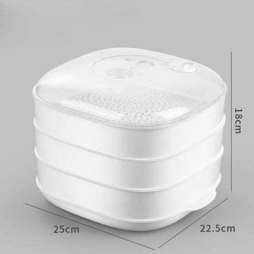 Plastic Vegetable Steamer with Lid for Kitchen Use (Transparent White, 3rd Floor)
