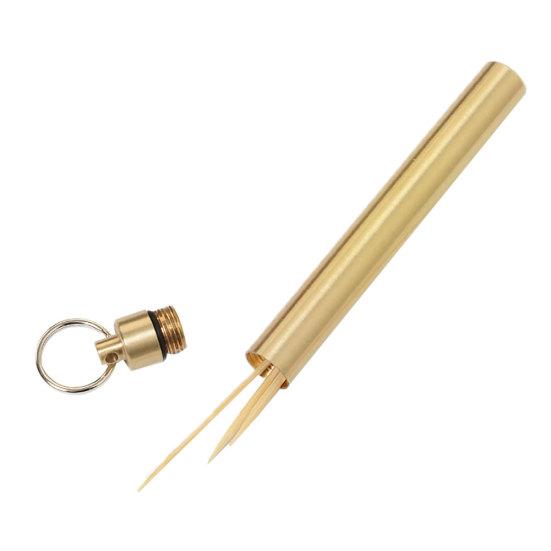 Portable Mini Brass Sealed Waterproof Toothpick Capsule Holder Container Box