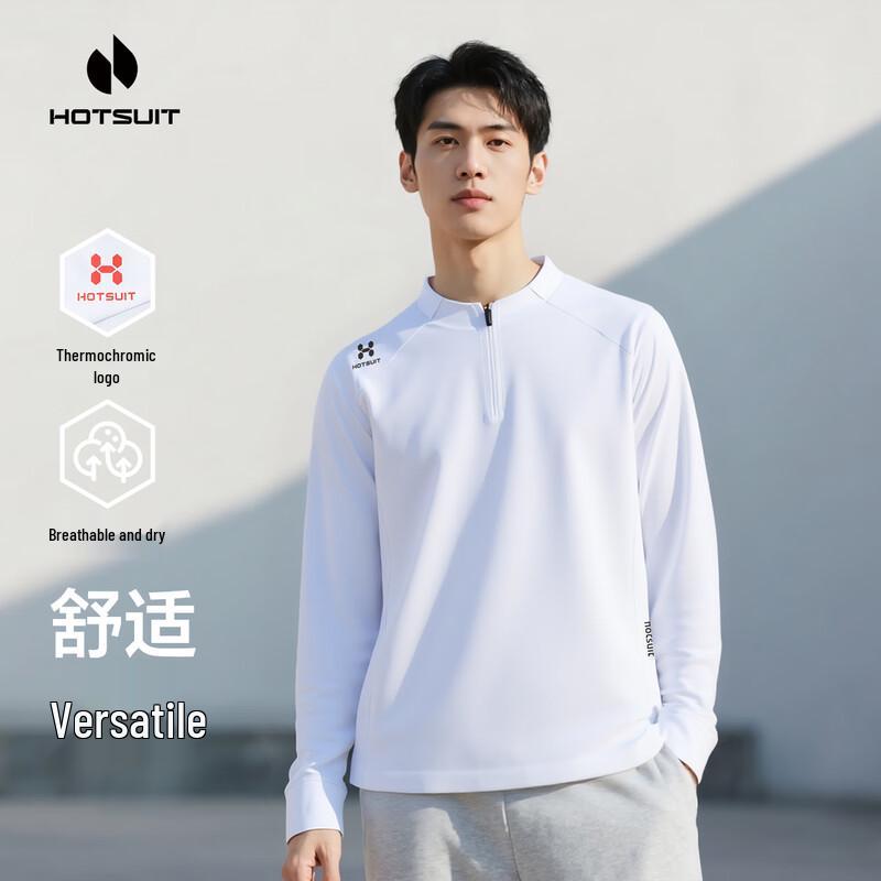 HOTSUIT Men s Stand-Collar Half-Zip Long Sleeve Athletic T-Shirt L