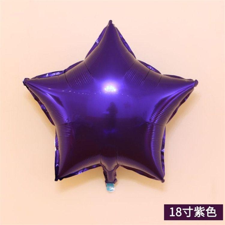 18-Inch Light Plate Monochrome Five-Pointed Star Aluminum Film Balloon, Festival Party Birthday Decoration Arrangement Star Aluminum Foil Balloon