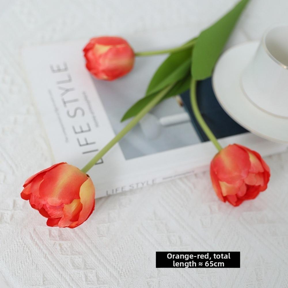 Real Touch Artificial Flowers Soft Texture Moisturizing Hand Feeling Tulip Flowers Flower Bouquet Wedding Decoration