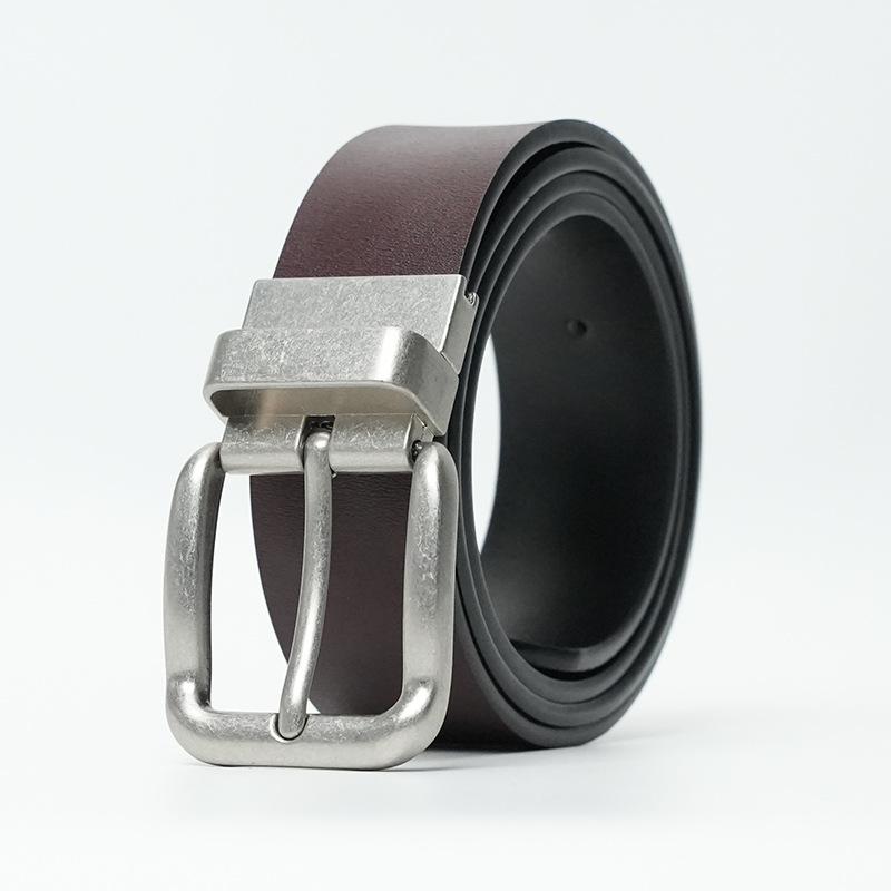 

Новый мужской ремень Модный деловой повседневный мужской ремень из коровьей кожи с вращающейся пряжкой-булавкой Простой кожаный ремень для джинсов 110cm