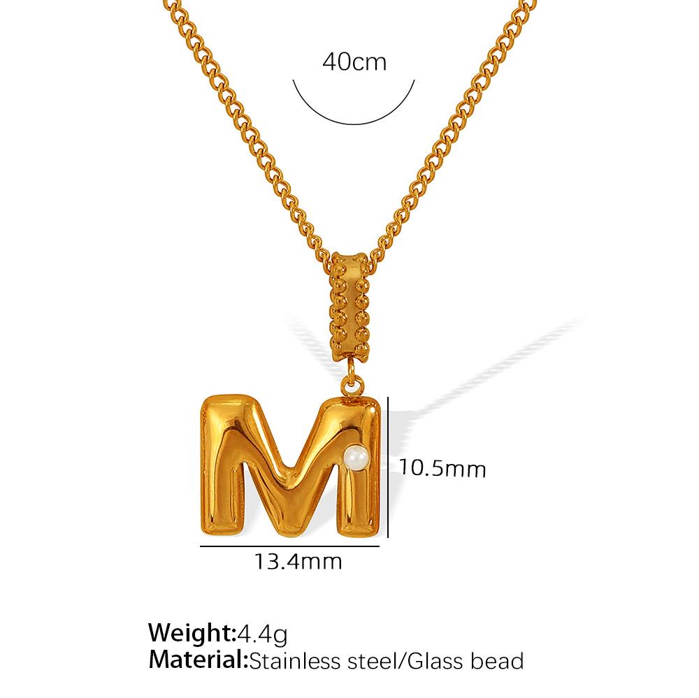 18k Gold-Plated Titanium Steel Bubble Letters Necklace for Women