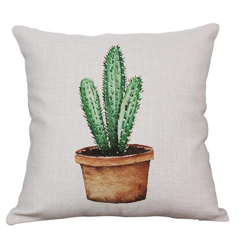 Nordic Simple Fresh Cactus Succulent Pot Linen Pillowcase 18X18In Home Decoration Short Plush Pillow Cover 45X45Cm Cushion Cover