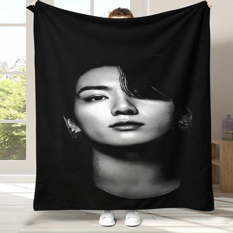 Jeon Jung Kook Kpop B-BTS Flanelldecke, Ultraweiche Warme Plüschdecke für Zuhause Schlafzimmer Bett Sofa Abdeckung Büro Camping Geschenk