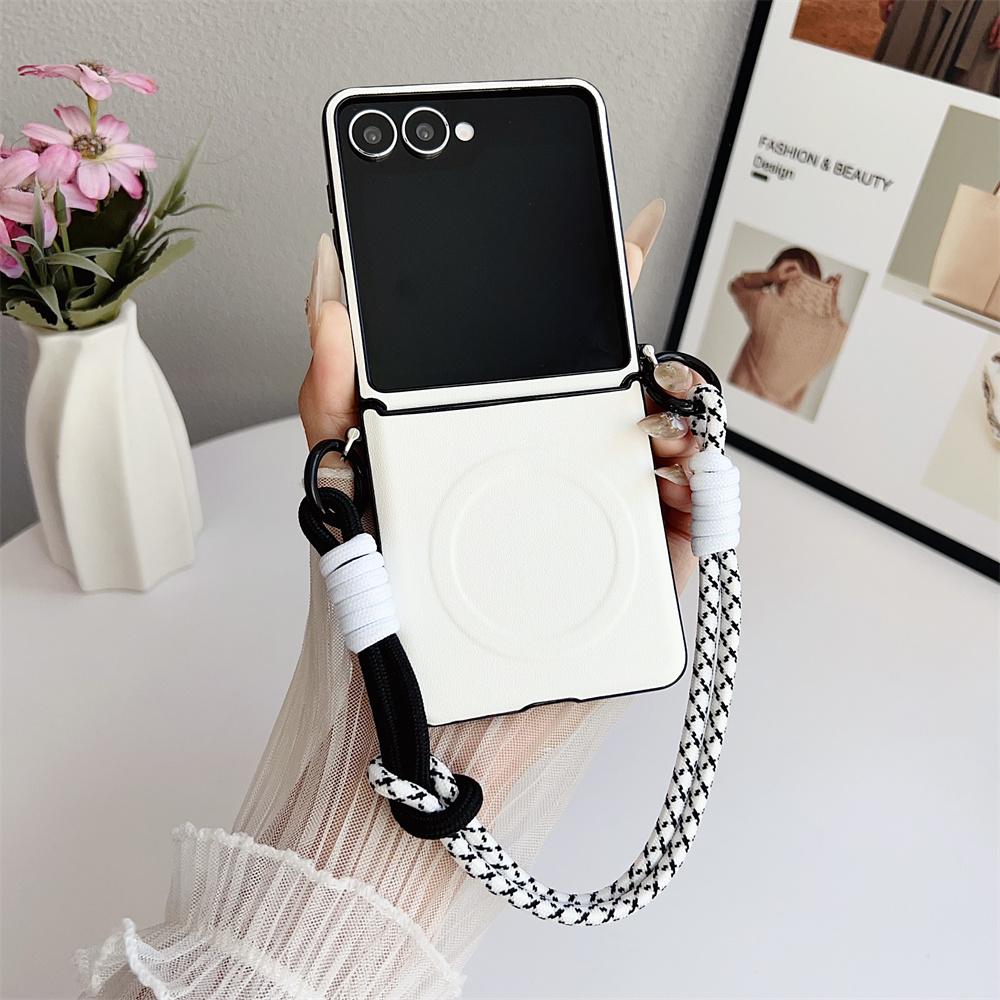 

For Magsafe Magnetic Wrist Strap Phone Case for Samsung Galaxy Z Flip 7 FE 6 5 4 3 5G Flip7 Flip6 Flip5 Hinge Protection Cover Galaxy Z Flip7