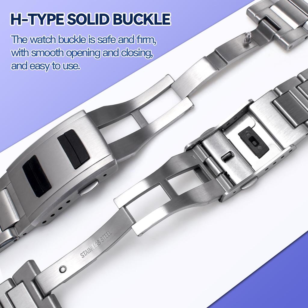 Korlexchi Men's Metal Watch Band for Casio and G-SHOCK MTG-B1000, 316 Stainless Steel Bracelet (Silver)