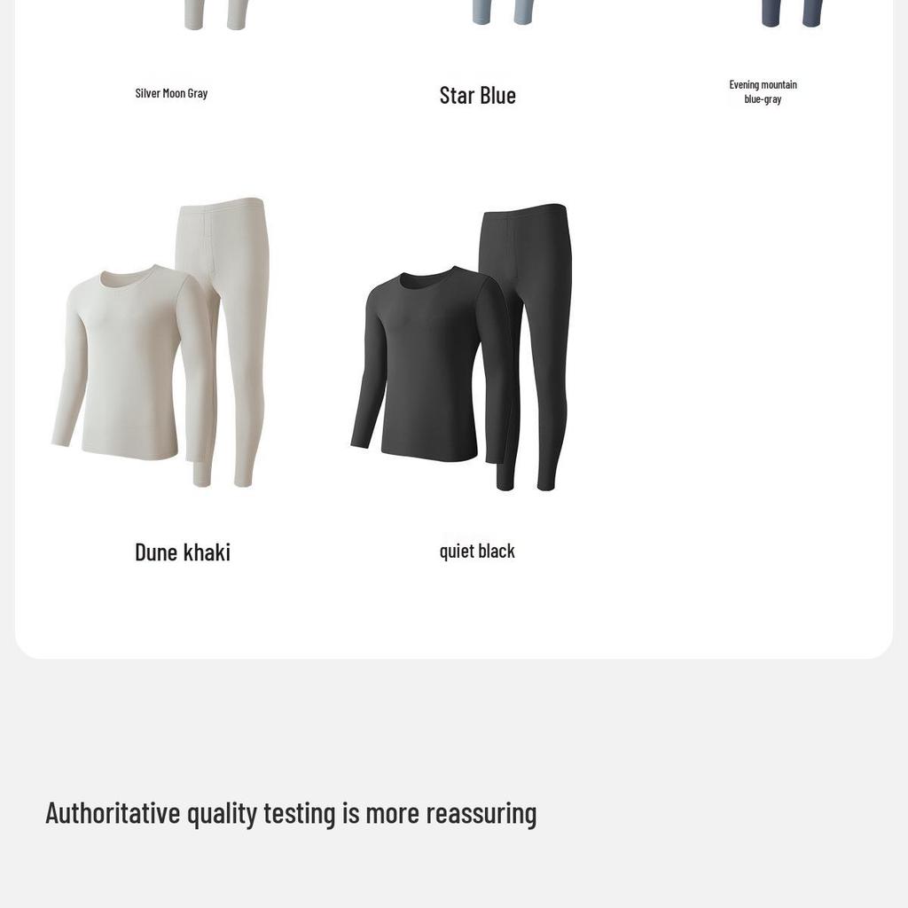 Men's Brushed Thermal Cotton Modal Crew Neck Underwear Set - Winter Thin Warm Set