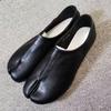 Pull on Black Tabi Shoes Women Flats Spring Autumn Fashion Silver Slip-on Loafers PU Leather Casual Split Toe Shoes Mary Janes