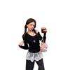 #Human cotton temperament V-neck celebrity style beautiful lace small suspender female atmosphere stacked through mesh splicing fart curtain