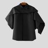 INCERUN Men Lapel Collar Short Sleeve Irregular Layers Patchwork Casual Cape Shirts