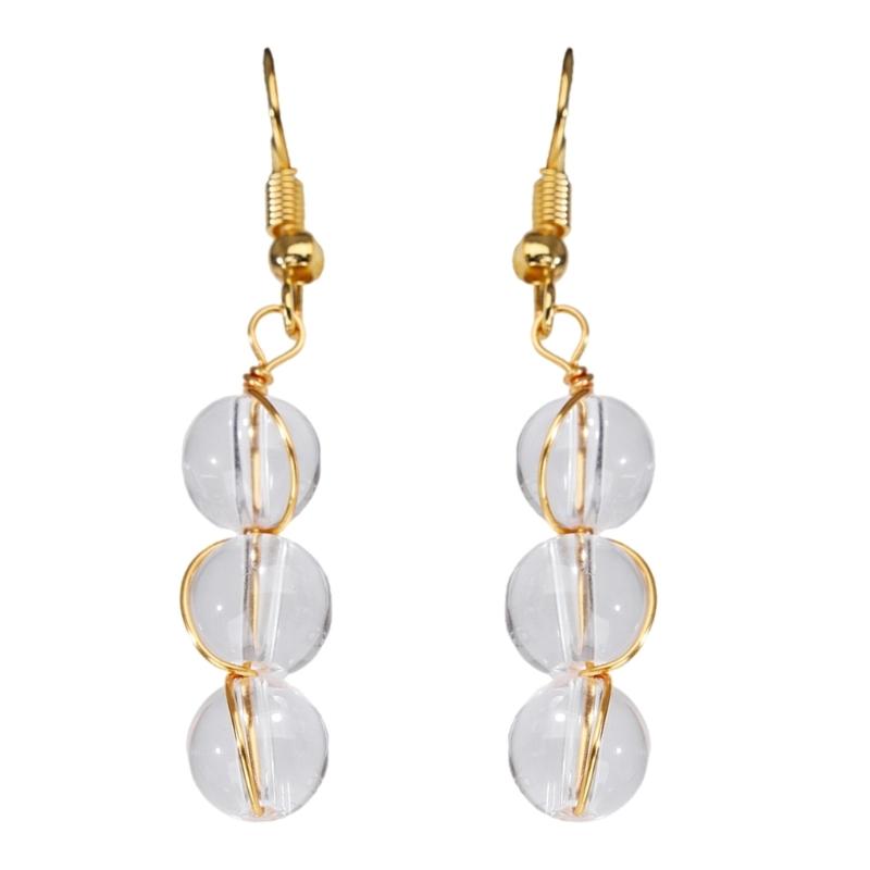 

Elegant Beaded Dangle Earrings With Gold Wire Wrapping Natural Stone Jewelry Ear Accessories For Women Daily Wear