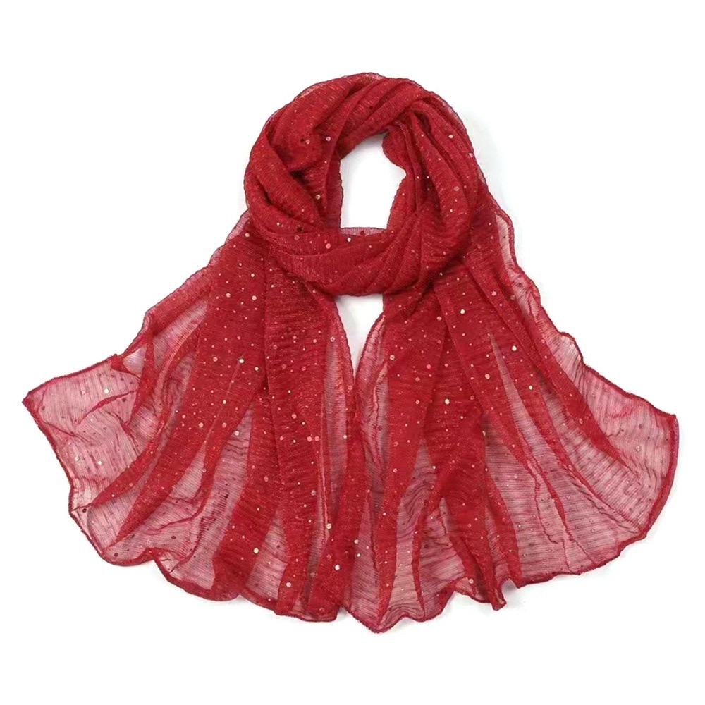 155×70cm Sequin Scarf Thin Transparent Hijab Luxury Headscarf  for Women