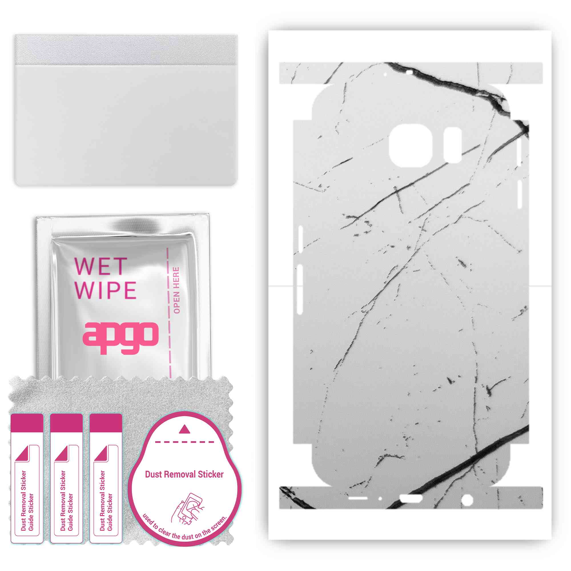 

apgo Protective Skin Sticker for the back+sides compatible with Samsung Galaxy S6 G920, Full Wrap Film, Foil, Vinyl - Pattern White Marble