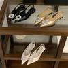 Pesstwei Spring  Elegant Sexy Pointed Toe Comfortable Design Crystal Button Flats Heels Woman Sandals Prom Slingbacks Shoes