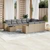 Vidaxl 11-Cz. Garden Furniture Set With Cushions, Beige, Poly Rattan