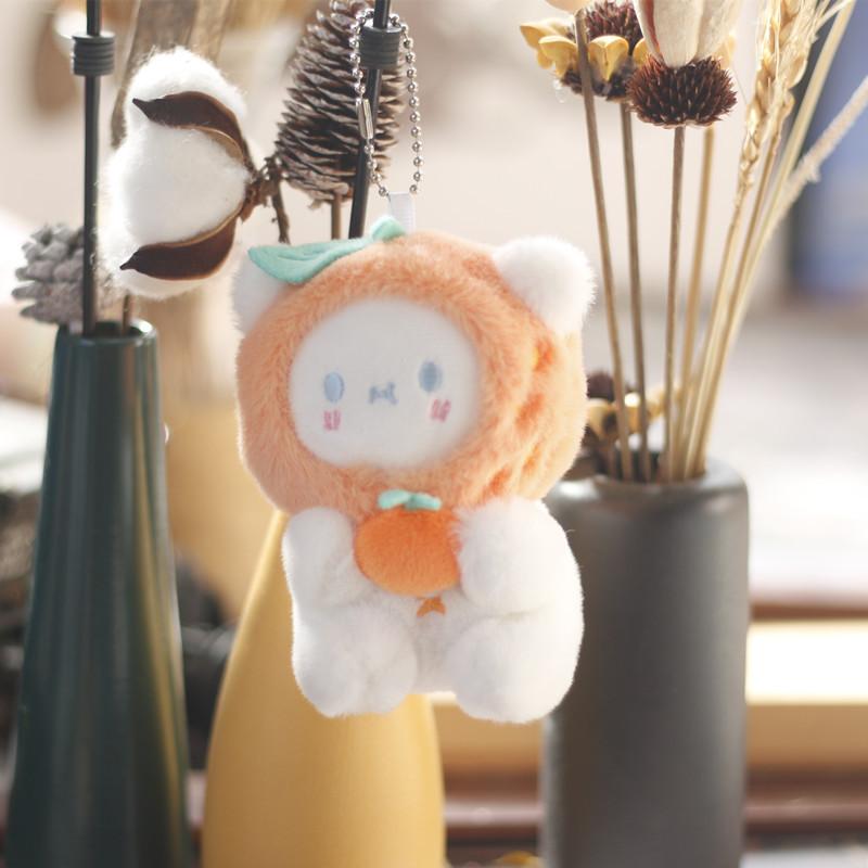 Ins Cute Cute Orange Kitten Pendant Plush Toy Cartoon Bear Bag Hanging Keychain Doll