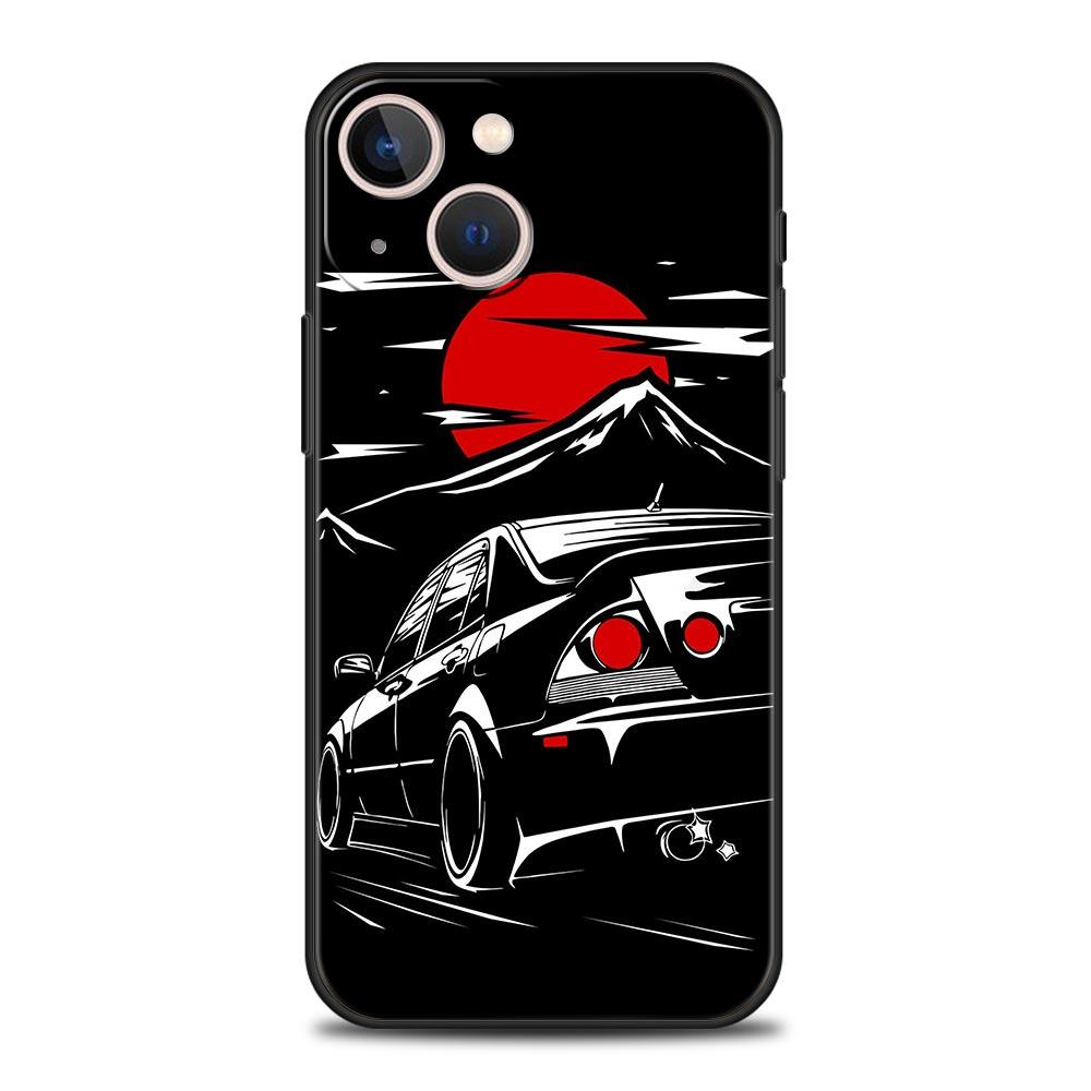 

Japan JDM Sports Cars Male Men Luxury Phone Case For iPhone 13 15 14 12 11 Pro MAX XR X SE XS 7 8 Plus Black Cover Soft Shell iPhone 15