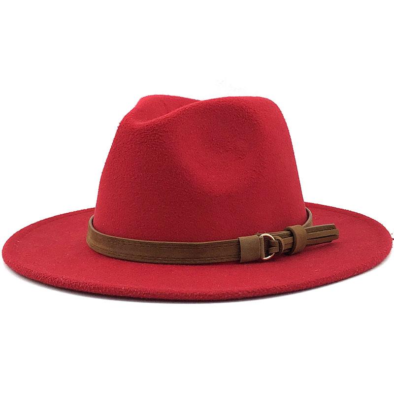 Chapeau Fedora à large bord pour femmes et hommes Upstore – Chapeau Panama classique en feutre avec bande (Circonférence de tête : 56-59 cm / 22-23 pouces) Noir
