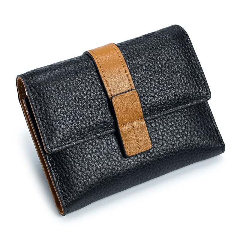 

[Yocipa] mini wallet trifold wallet genuine leather ladies popular multifunctional small wallet leather compact coin purse small (black)