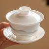 High Temperature White Porcelain Kung Fu Tea Set Household Tea Bowl Tea Set With Lid