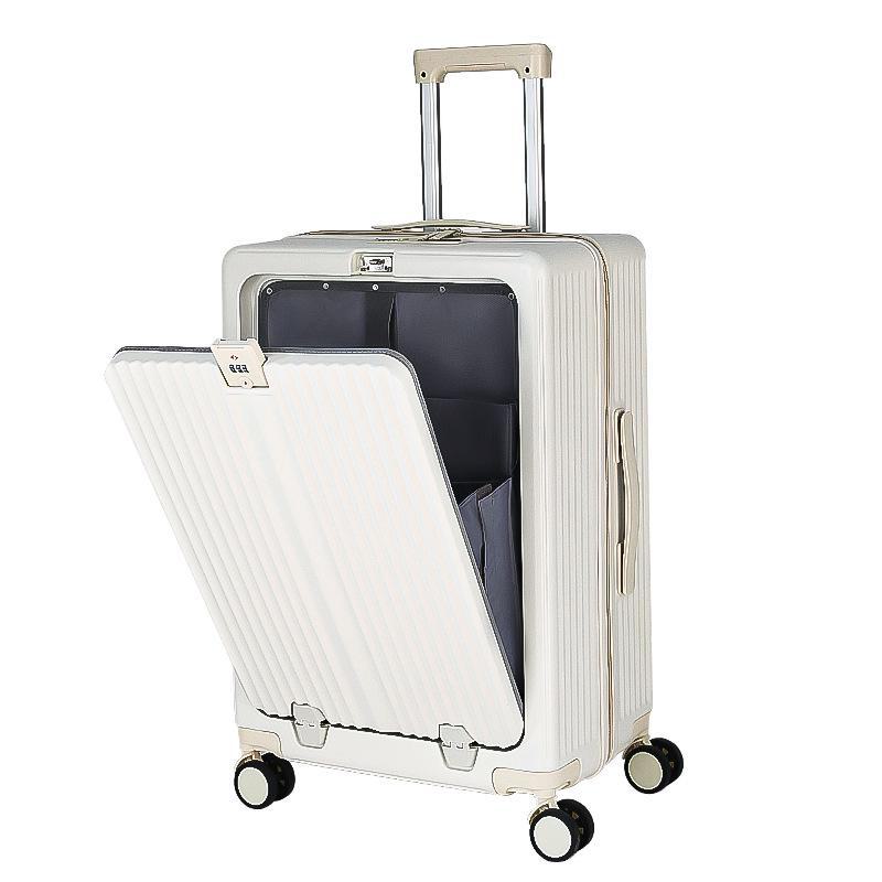 Yongsheng Women's Aluminum Frame Suitcase: 20-inch Anti-Fall Travel Case & 24-inch Front-Opening PC Trolley