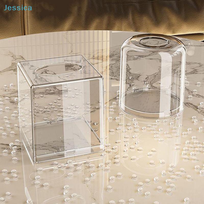 Acrylic Roll Tissue Holder - Clear Squareround Tissue Dispenser For Home Living Room (Decorative Dustproof)