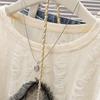 Women's Round Neck Drawstring Cropped T-Shirt