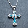 Jewelry European and American Fashion Blue and White Diamond Cross Pendant Necklace