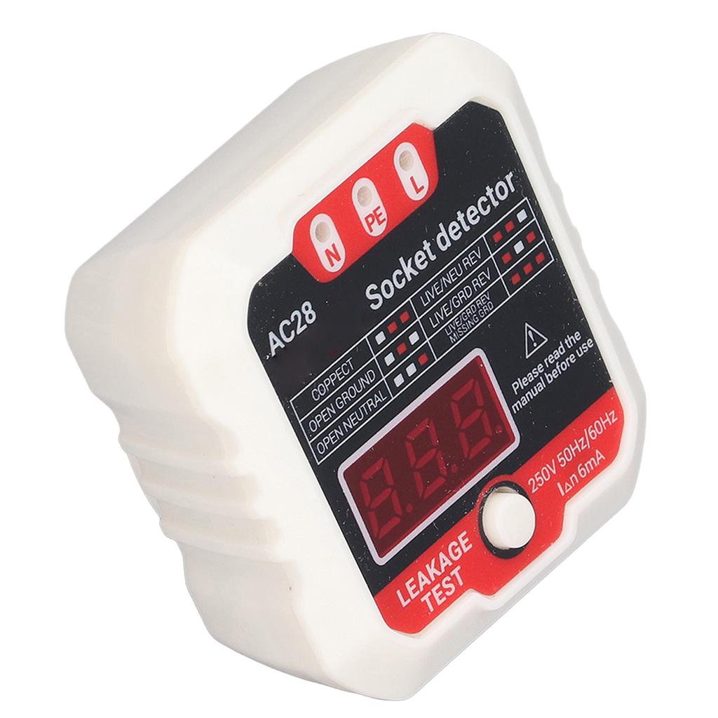 AC28 Phase Detector Electric Leakage Outlet Tester Ground Wire Polarity Outlet Tester LCD Digital Display Power Socket Tester
