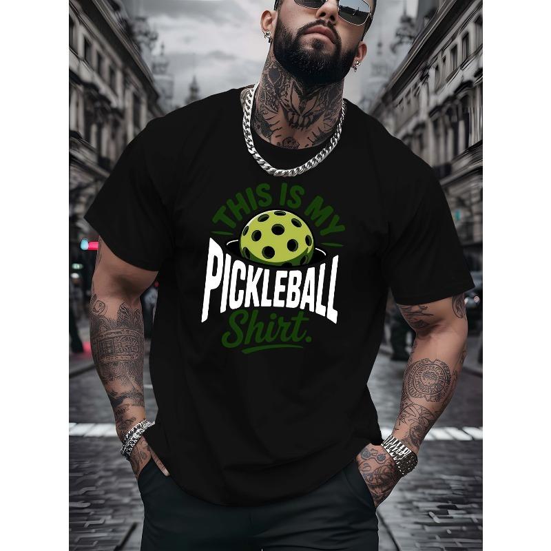 European Sizes Pickleball Men's T-shirts Printed T-shirts , Round Neck Short-sleeved Suits for Street Fashion and Gym Workouts